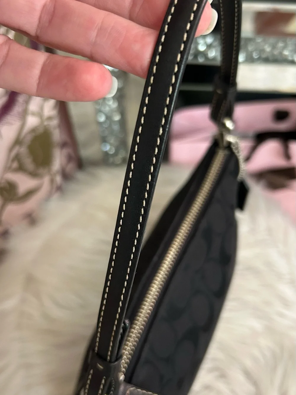 Y2K Vintage COACH 6094 Demi Black Signature Logo Baguette Bag
